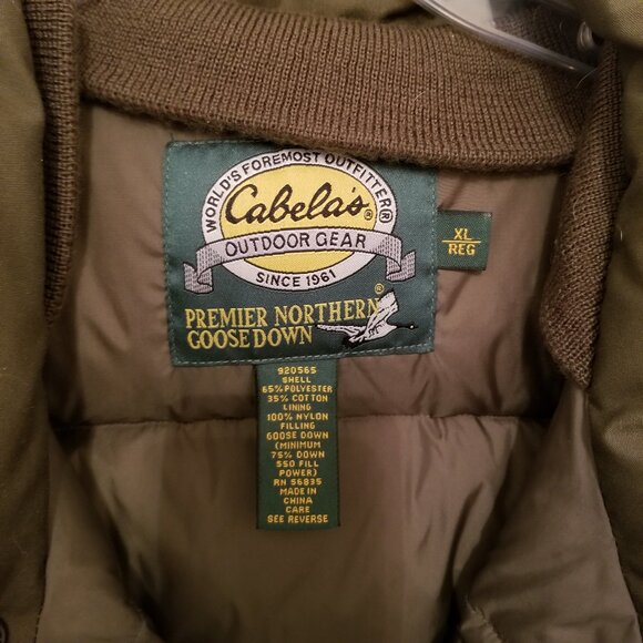 Cabela's Premier Northern Goose Down Puffer Vest Mens Size: XL Olive Drab - Picture 7 of 8
